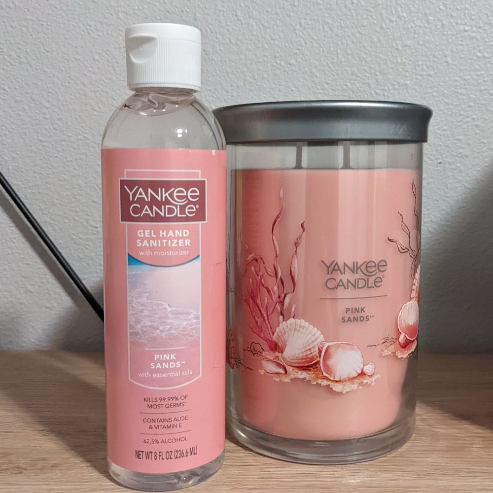 Yankee candle tumbler candle and hand sanitizer